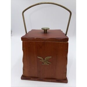 Vintage 60's Americana Farmhouse Wood Eagle Canister Lid & Handle Early American